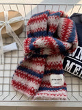 Striped Wool Knit Scarf