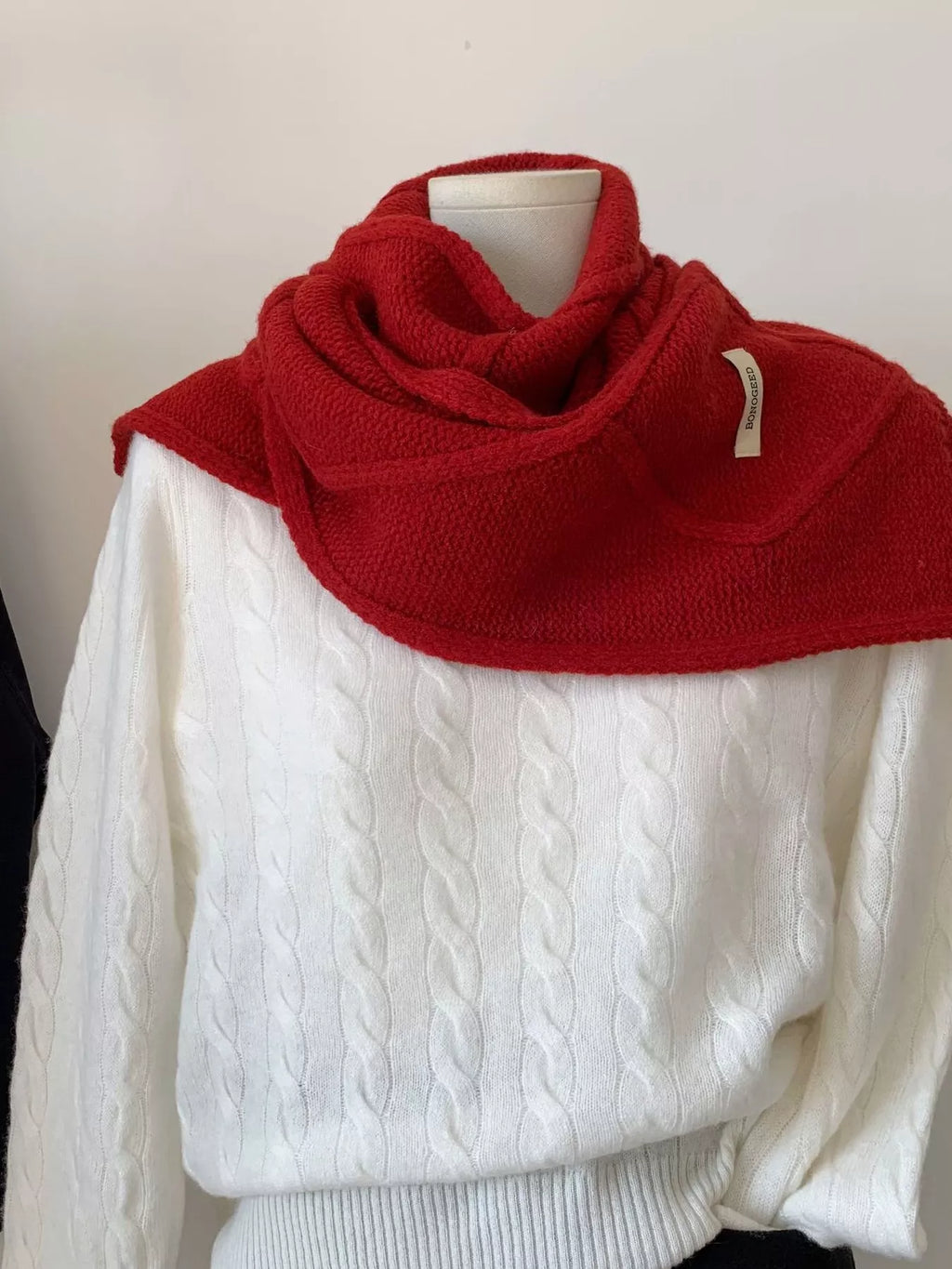 Solid Color Cable Knitted Winter Scarf
