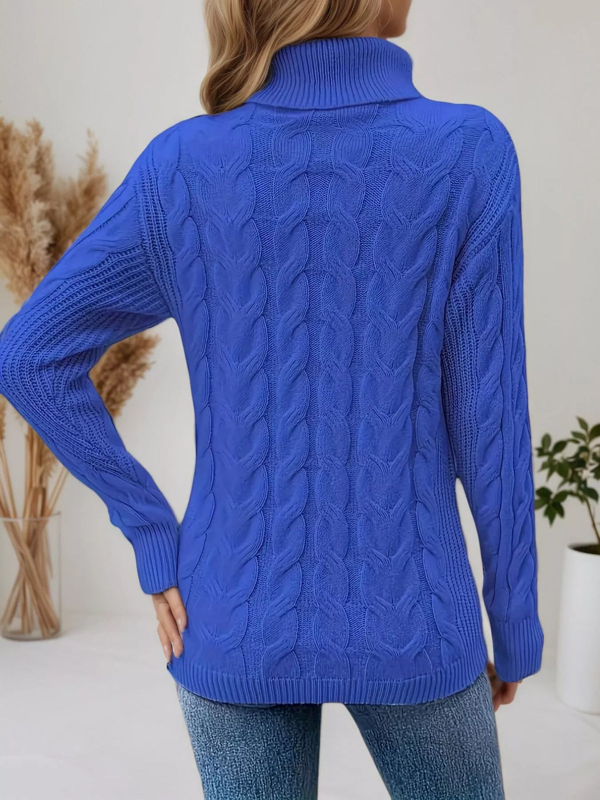 Chunky Cable Knit Turtleneck Sweater