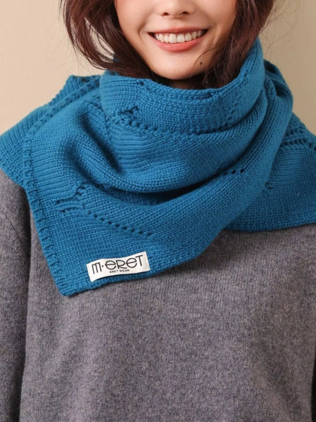 Wool Openwork Knit Scarf