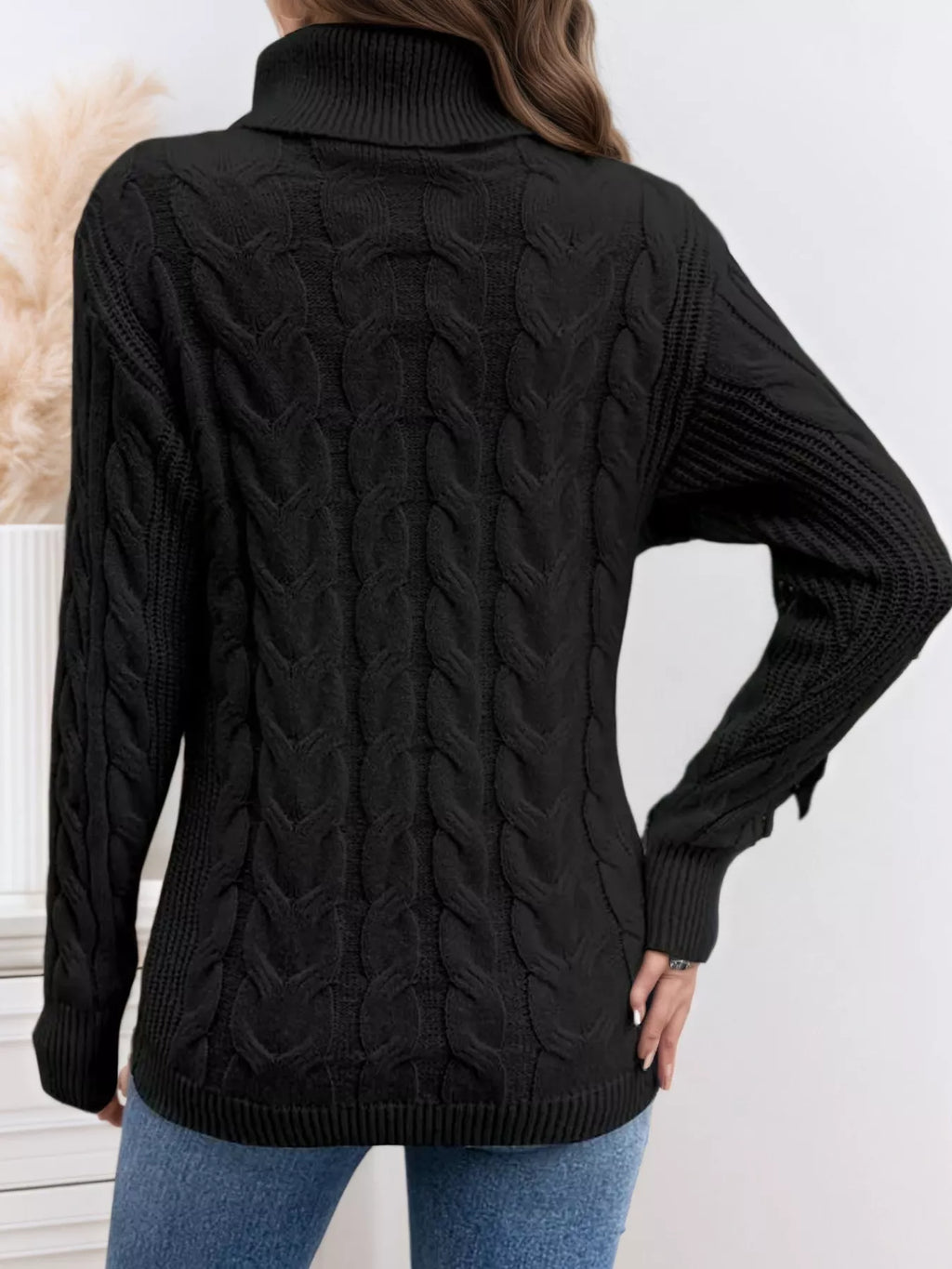 Chunky Cable Knit Turtleneck Sweater