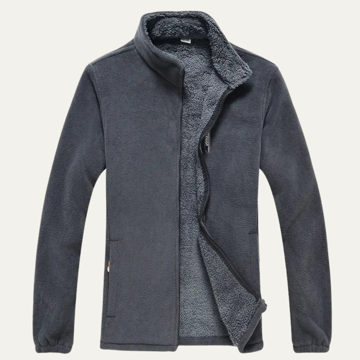 Warm Men's Fleece Zipper Stand Collar Winter Jacket
