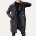 Classic Men's Wool Pea Long Warm Overcoat