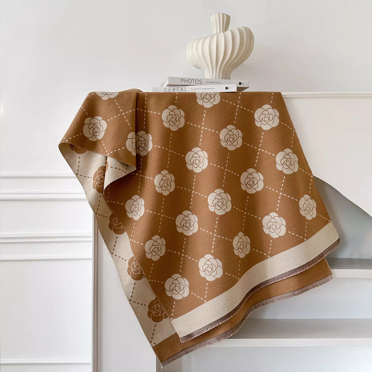 Floral Raw Hem Scarf