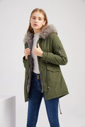 Waterproof Women's Coat with Hood and Faux Fur Lining
