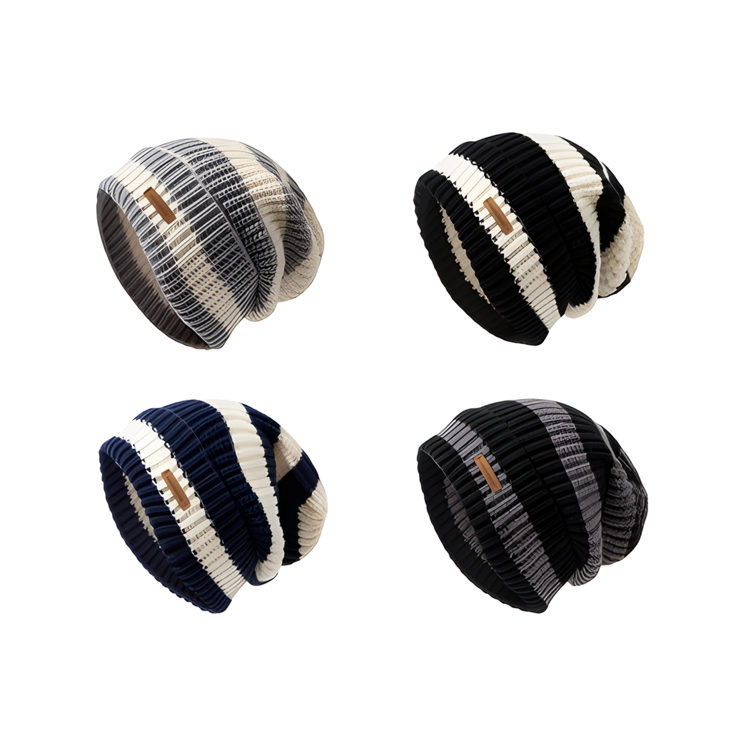 Warm Winter Vibes: Thick Striped Knit Hat - Retro Chic, Versatile Style, Generous Head Fit, Loose and Cozy, Fashion Forward Woolen Beanie