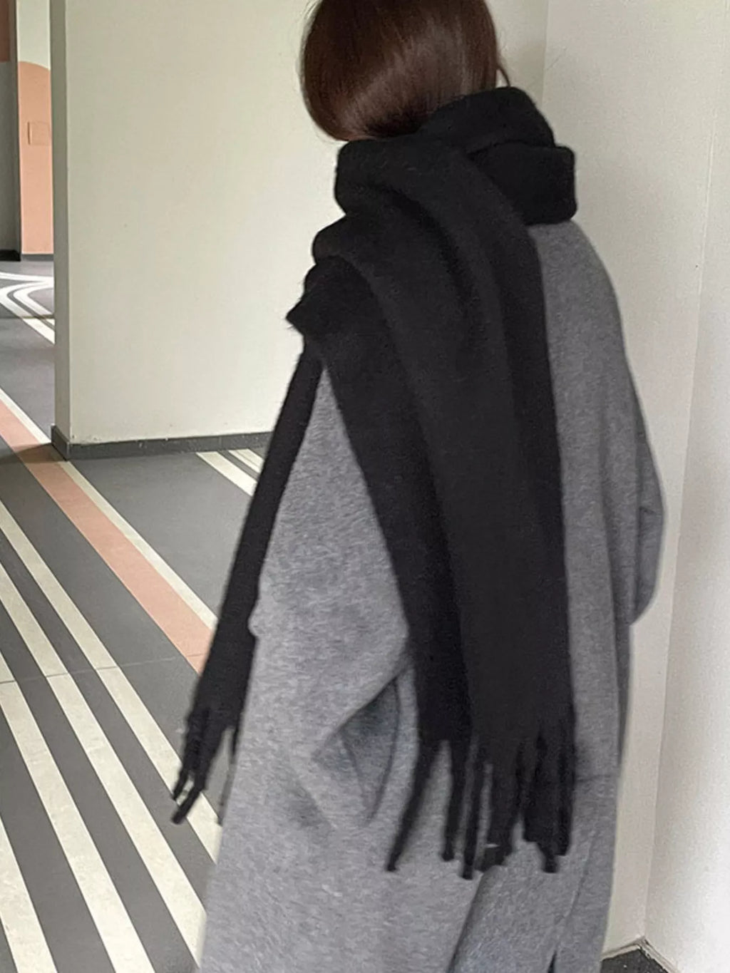 Solid Color Chunky Brushed Fringe Scarf