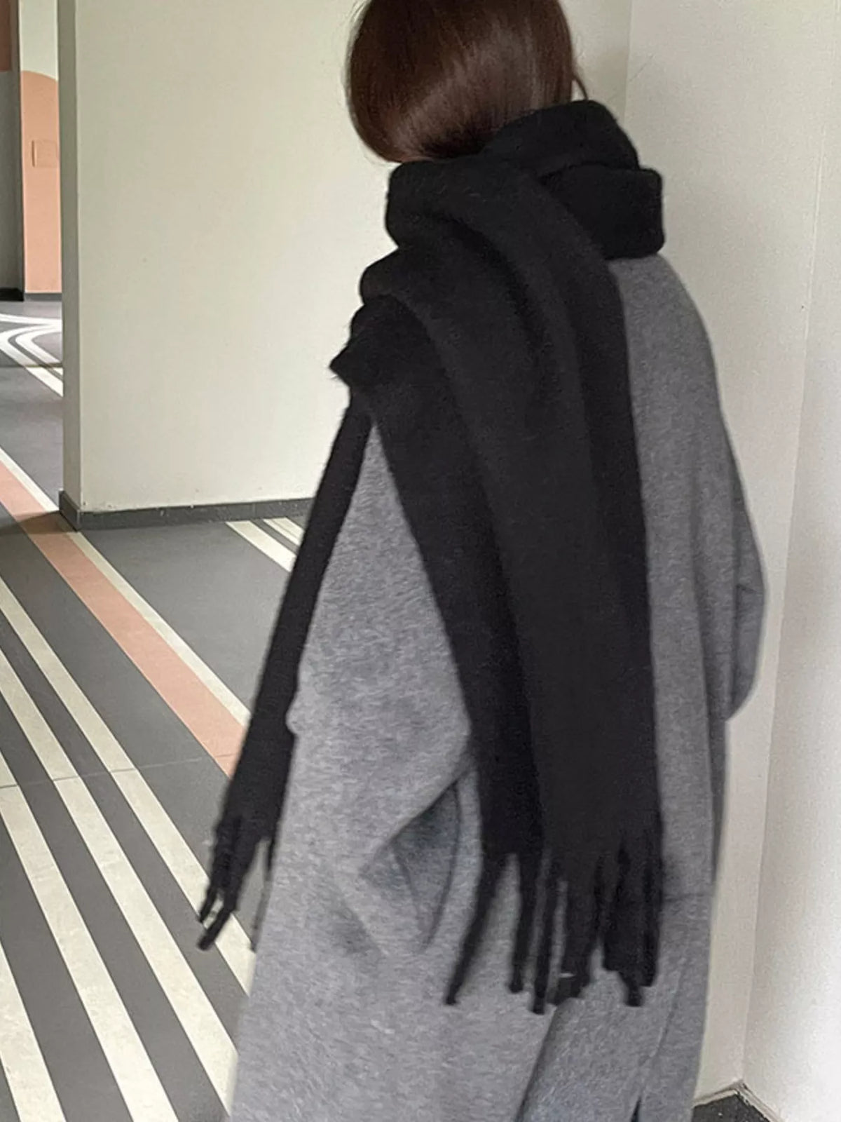 Solid Color Chunky Brushed Fringe Scarf