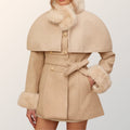 Luxurious Fur Trimmed Cape Winter Coat