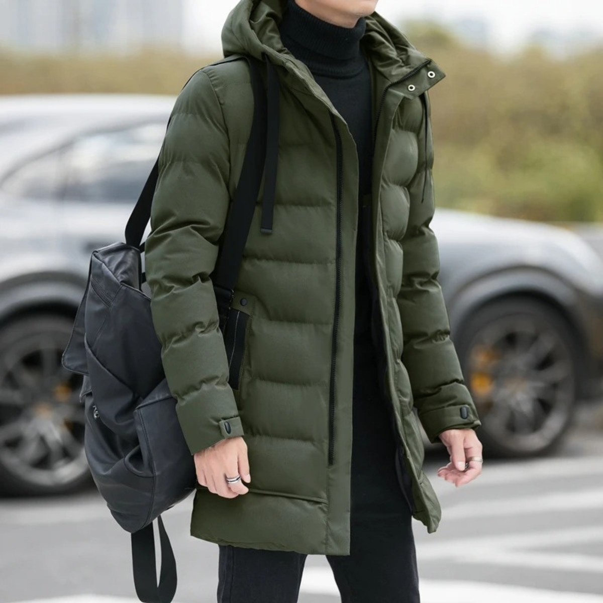 Men's Slim Fit Black Down Puffer Jacket