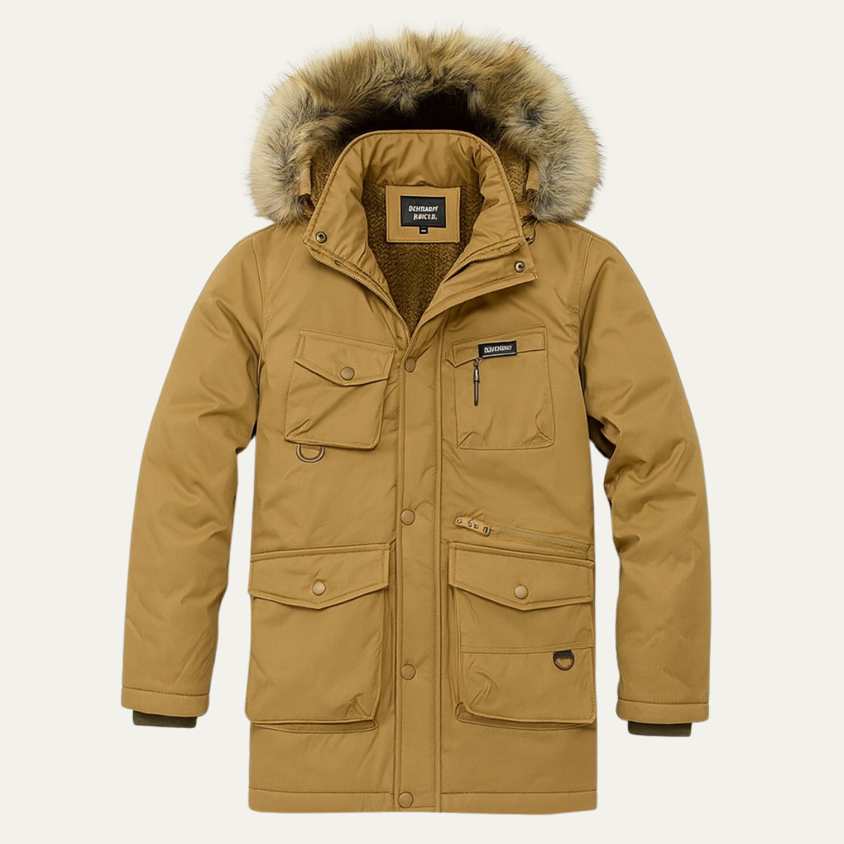 Warm Men's Waterproof Down Parka with Multiple Pockets