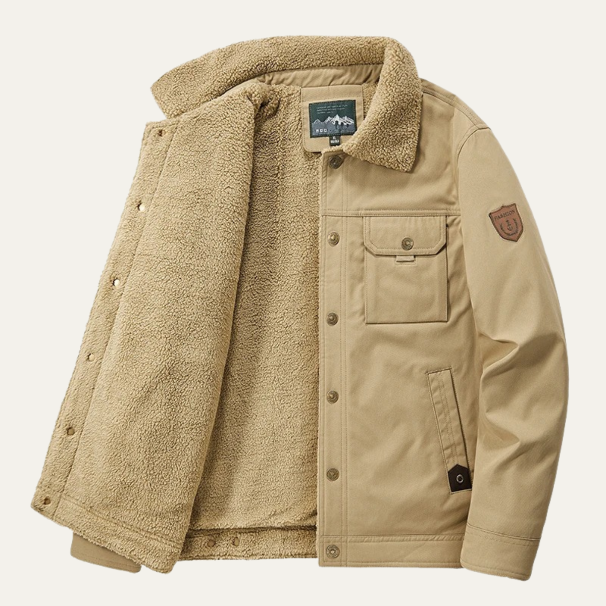 Warm Waterproof Men's Fleece Jacket with Pockets