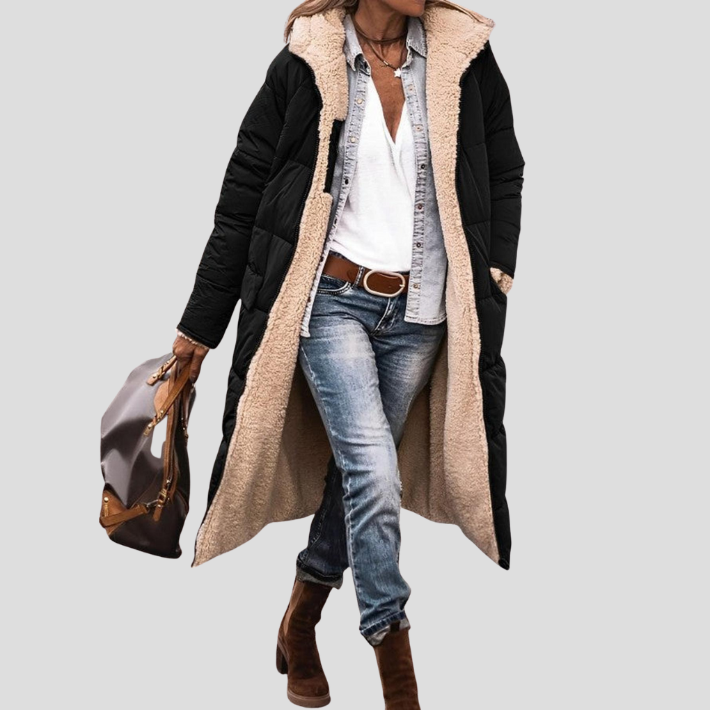 Warm Women's Parka Coat with Faux Fur Lining