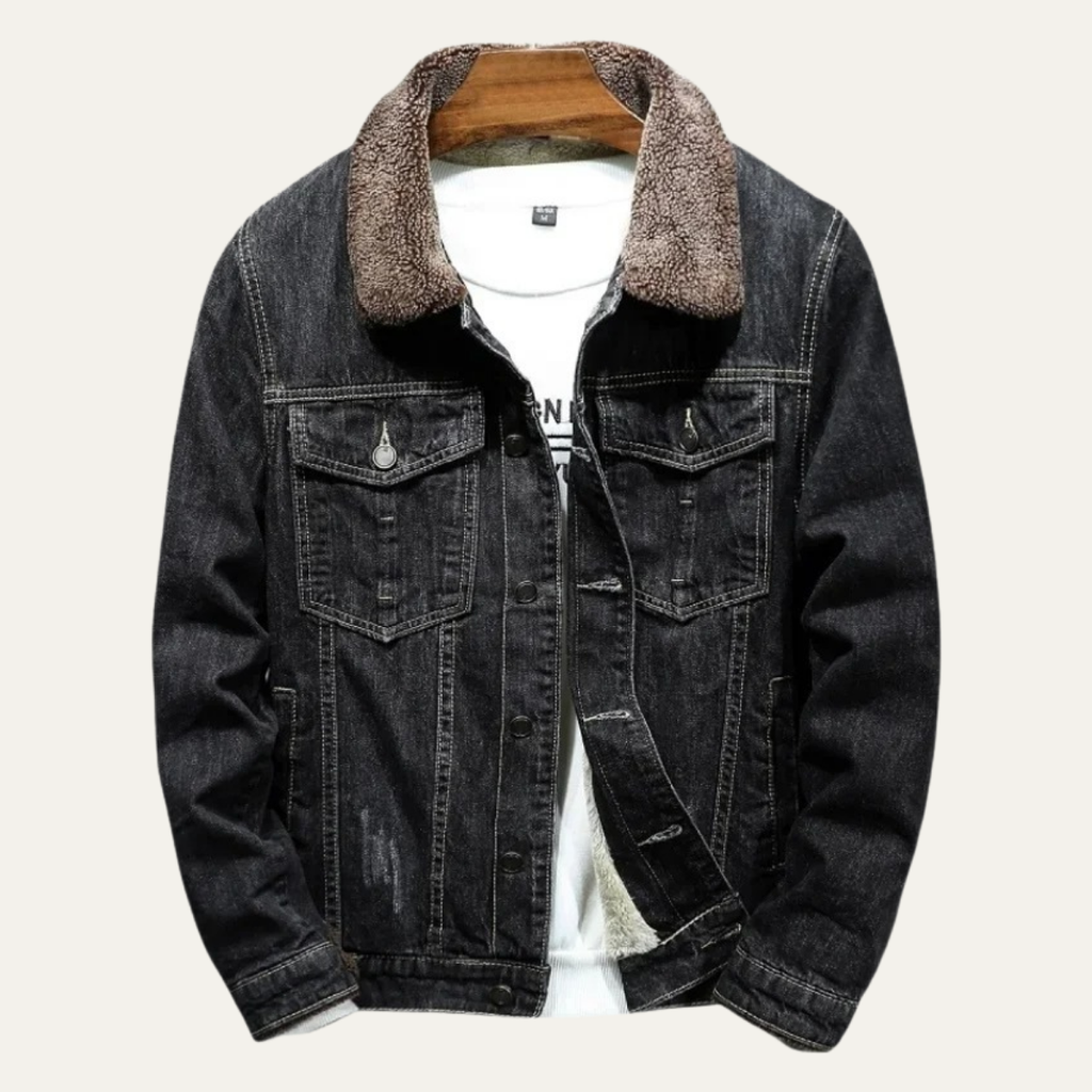 Warm Mens Fleece Lined Denim Winter Coat