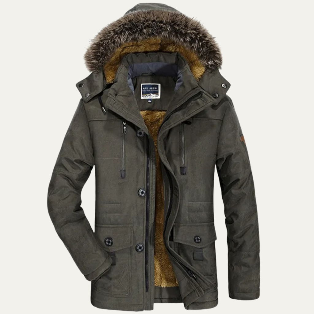 Thermal Men's Faux Fur Hooded Parka with Multiple Pockets