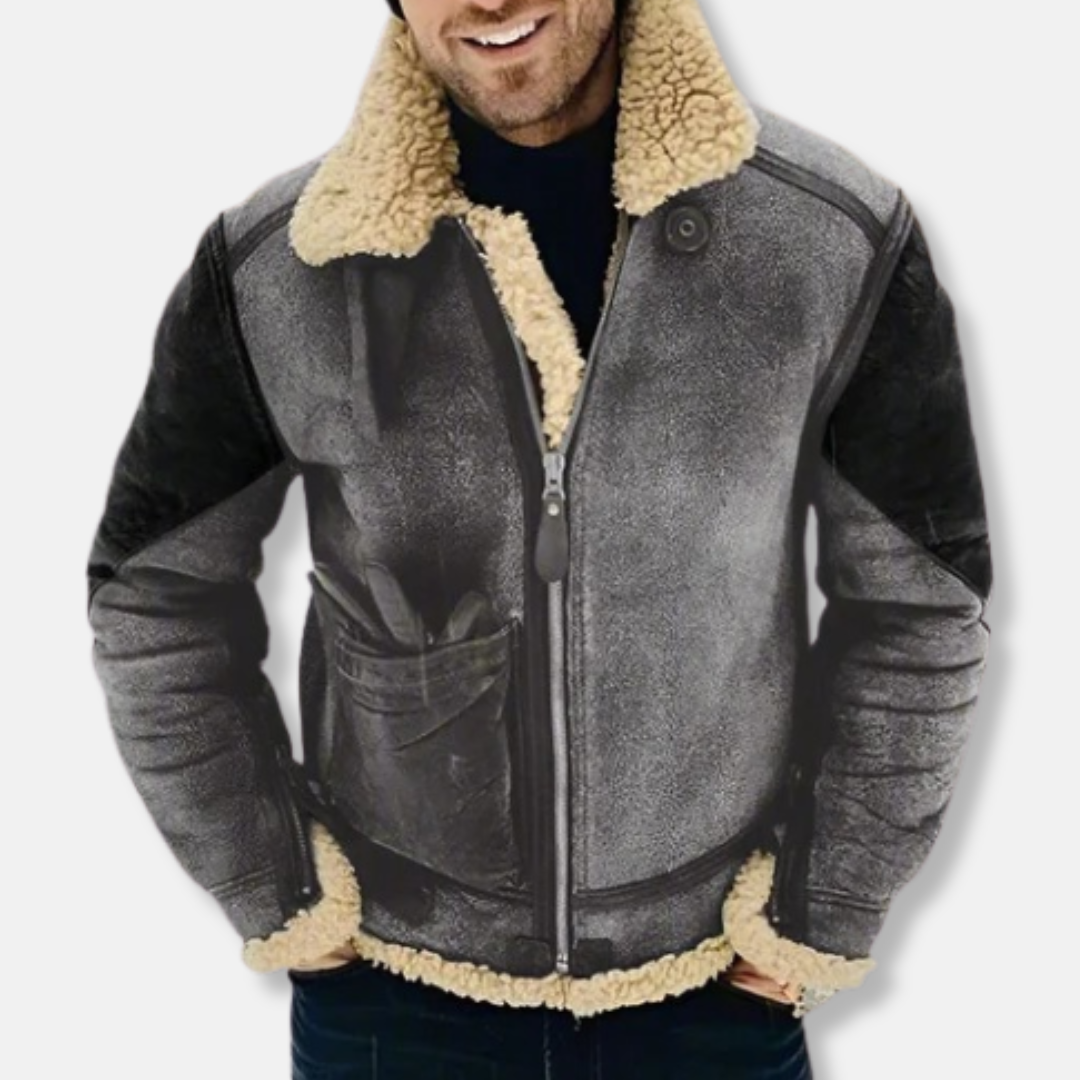 Luxurious Suede Leather Aviator Coat