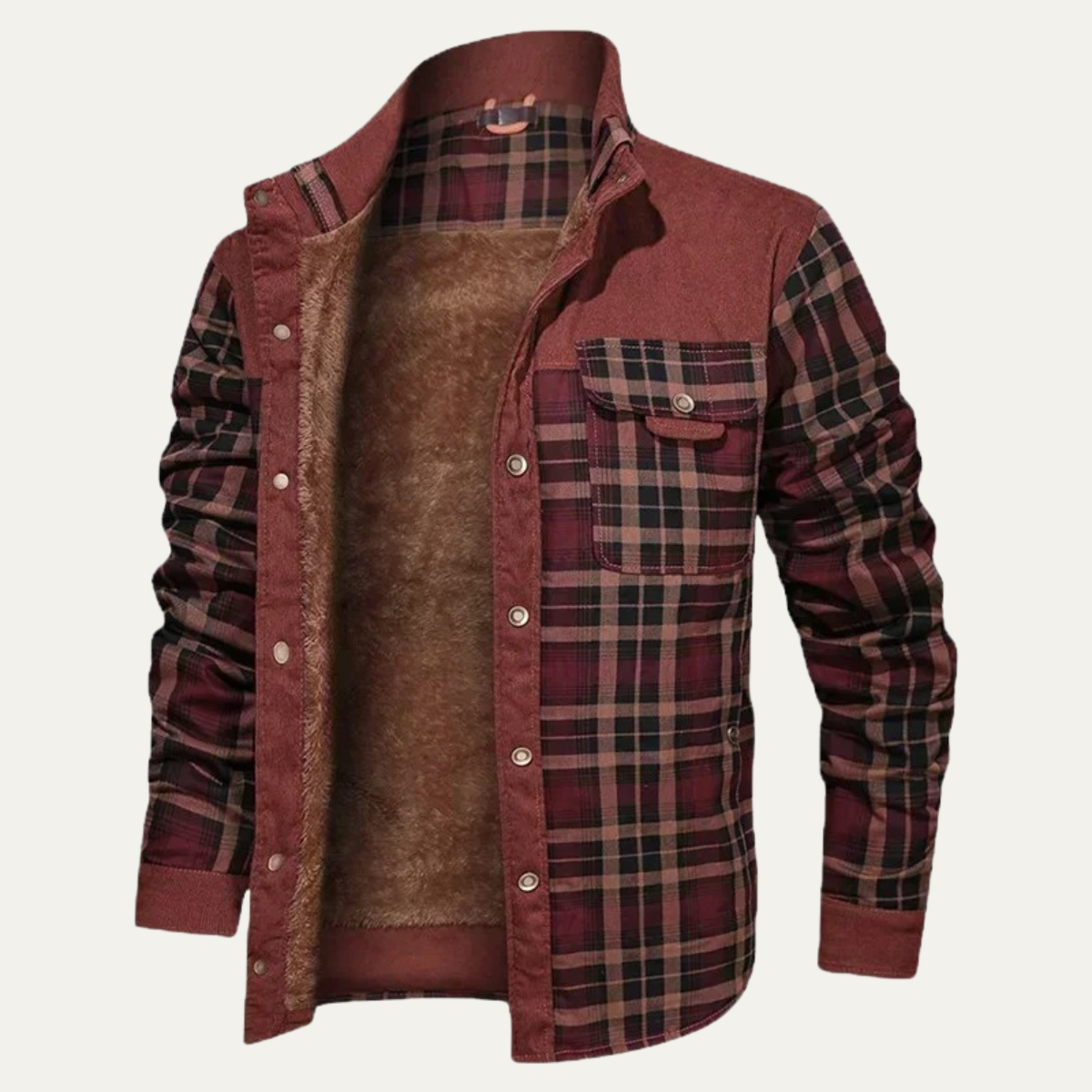 Warm Plaid Check Men's Winter Coat