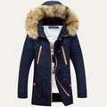 Warm Men's Faux Fur Lined Parka Coat Jacket