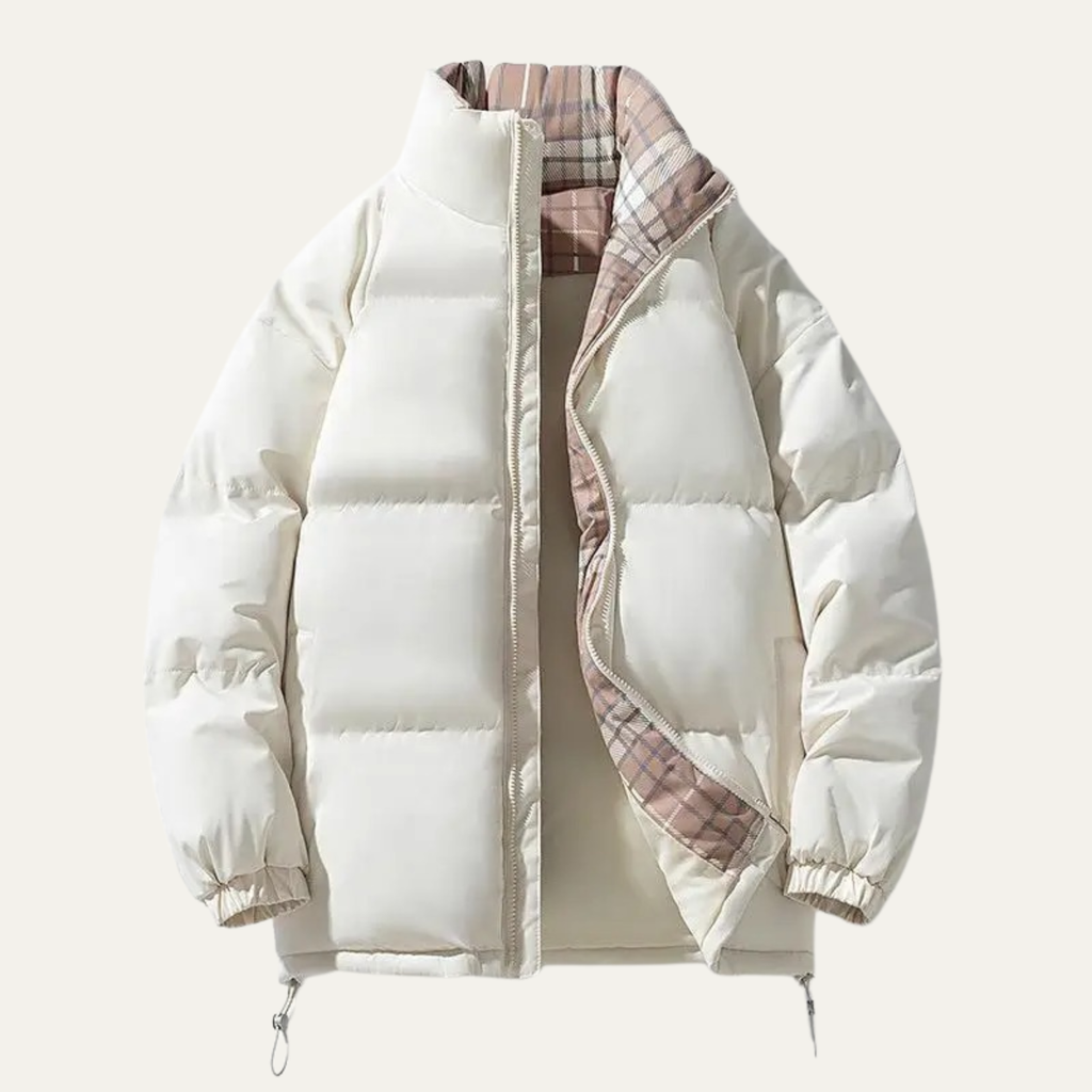 Warm Men's Puffer Coat with Stand Up Collar