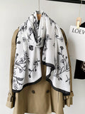 Floral Print Lightweight Scarf with Contrast Border