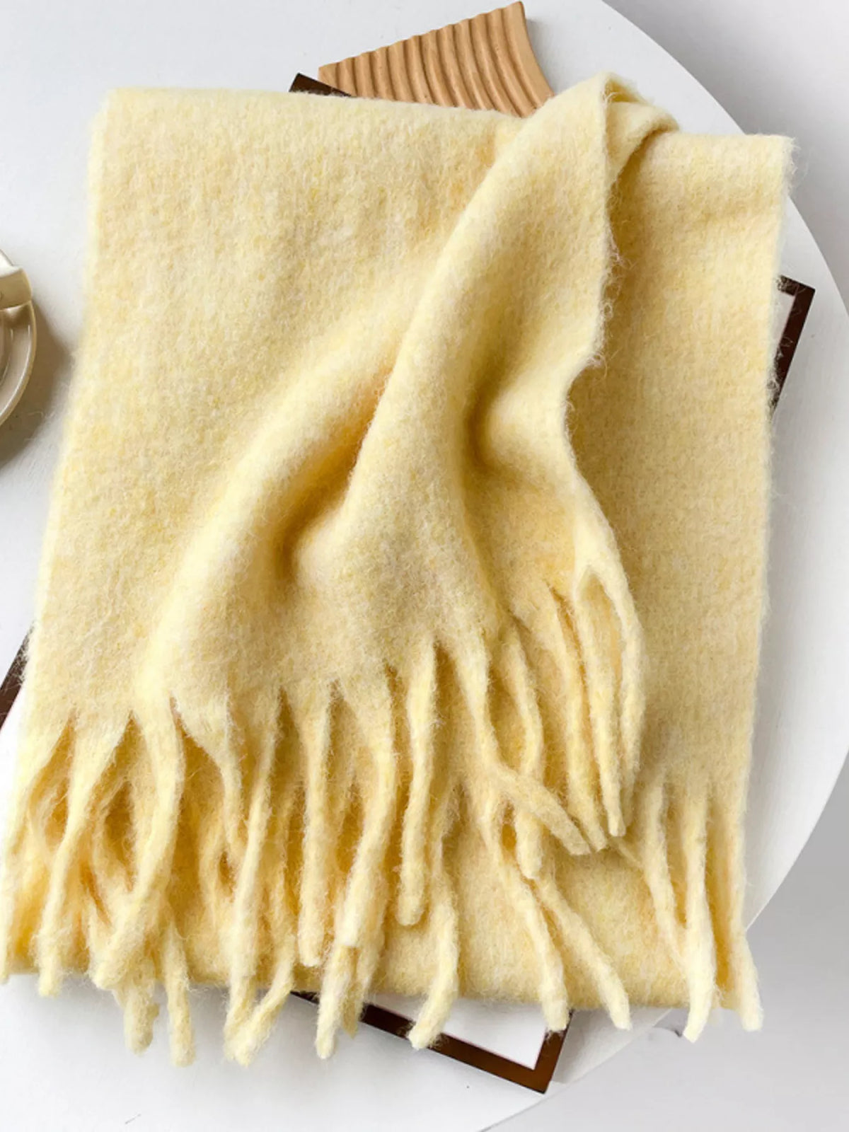 Fringe Solid Color Polyester Scarf