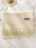 Long Fringe Solid Color Blanket Scarf