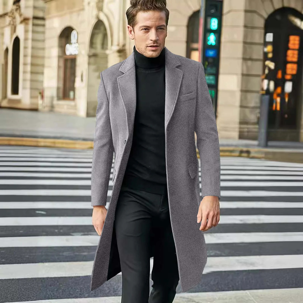 Premium Men's Warm Long Wool Winter Coat