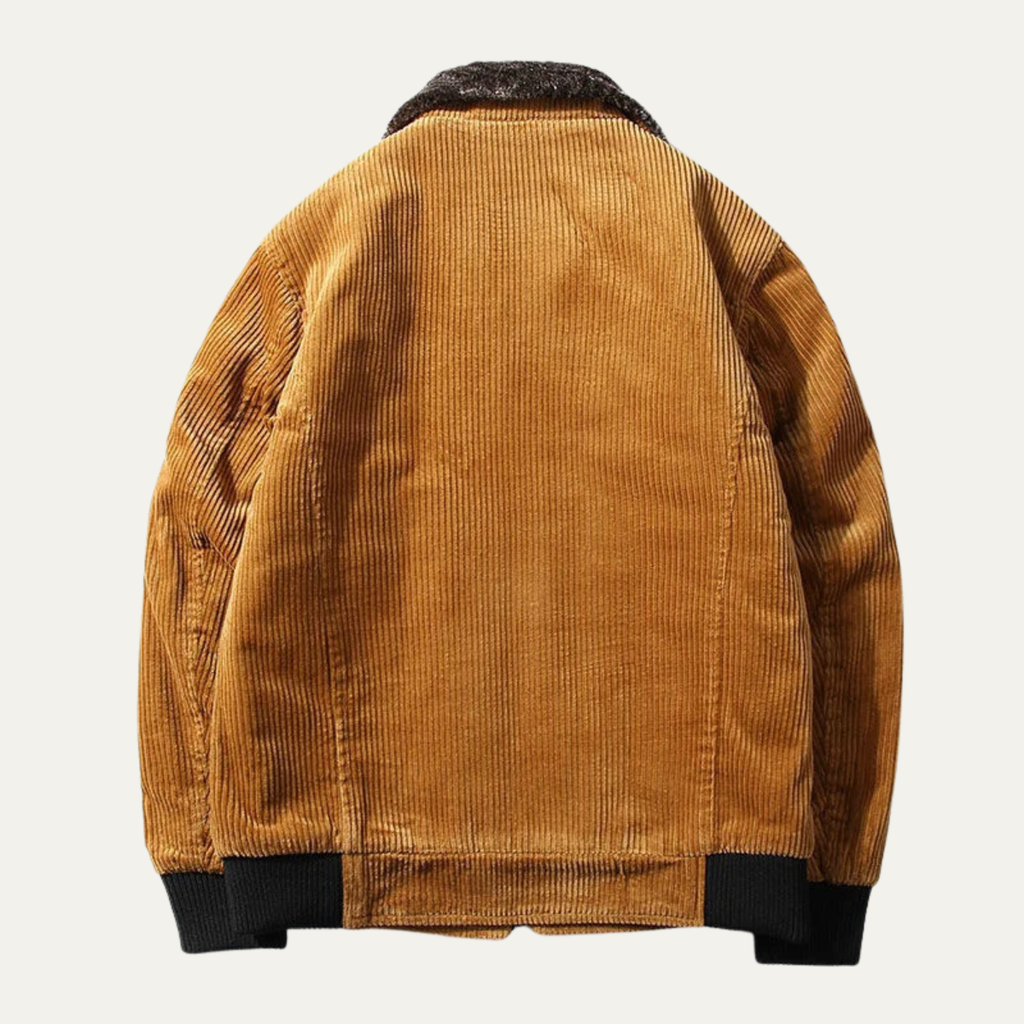 Warm Men's Quilted Fleece Jacket with Fur Trim Coat
