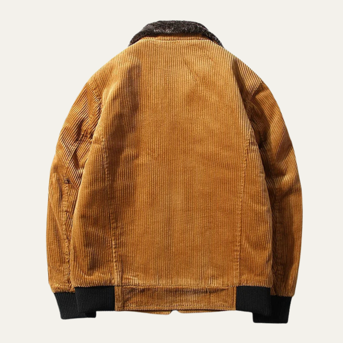 Warm Men's Quilted Fleece Jacket with Fur Trim Coat