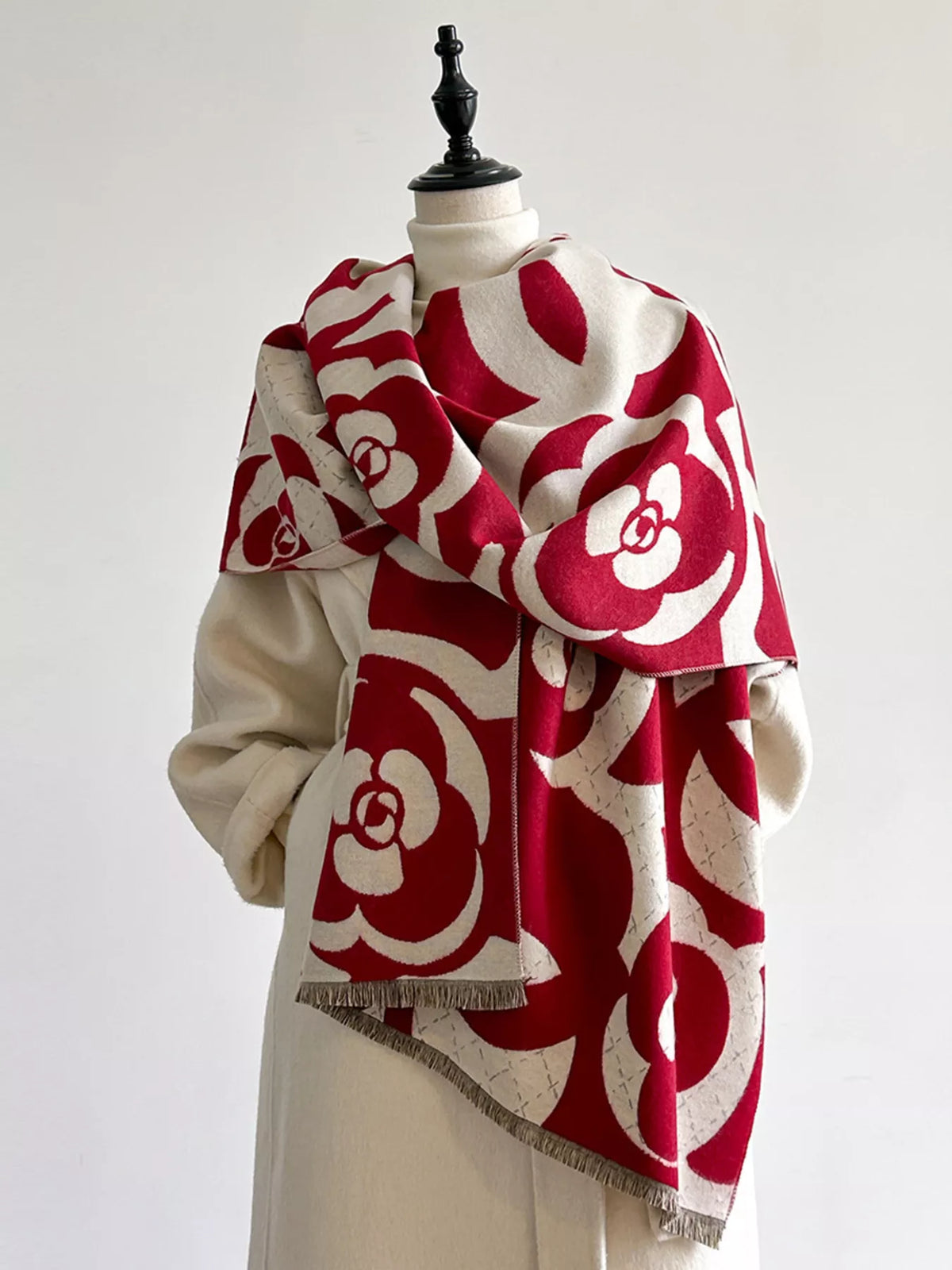Floral Patterned Warm Winter Scarf