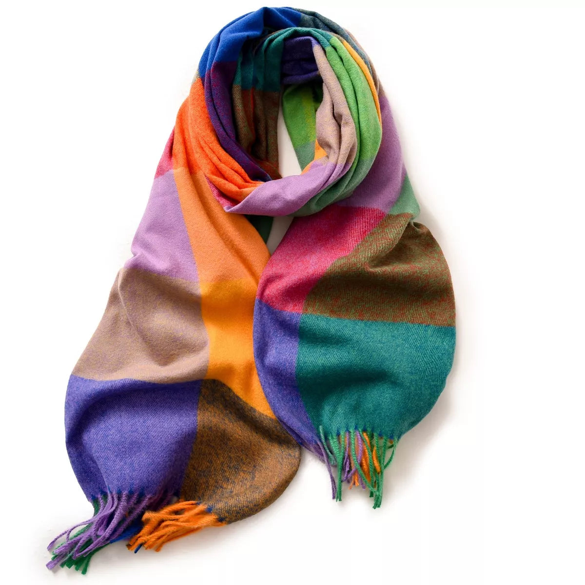 Plaid Fringe Wrap Scarf