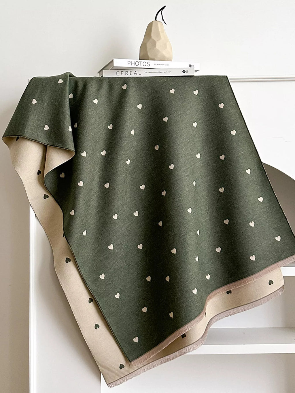 Heart Raw Hem Scarf