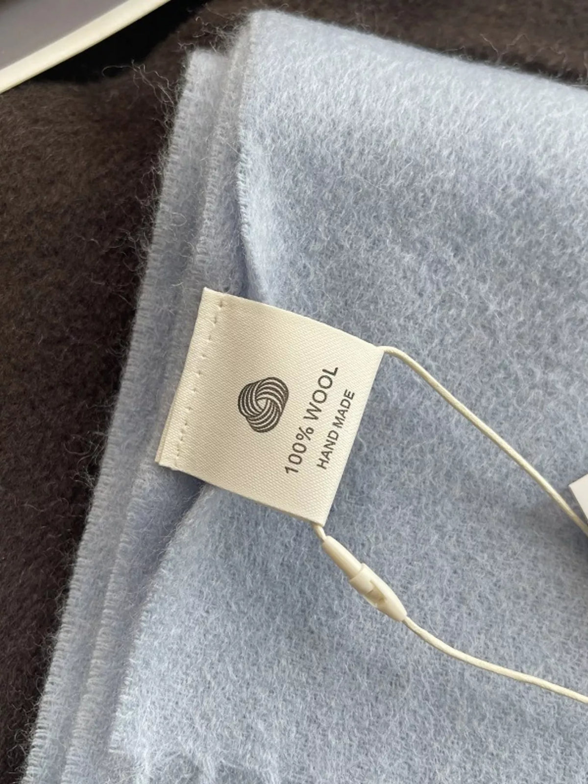 Blue Fringe Solid Color Wool Scarf