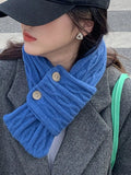 Button Accent Knitted Winter Scarf