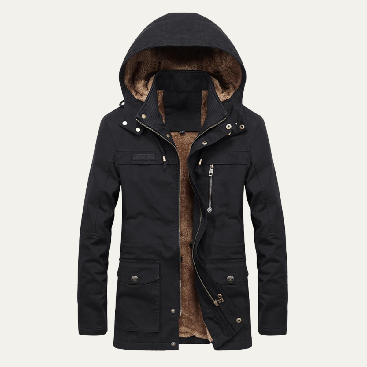 Warm Men's Insulated Parka Jacket with Multiple Pockets