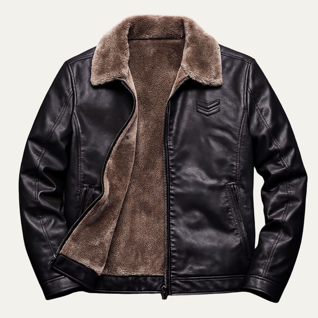 Warm Men's Faux Shearling Leather Winter Coat