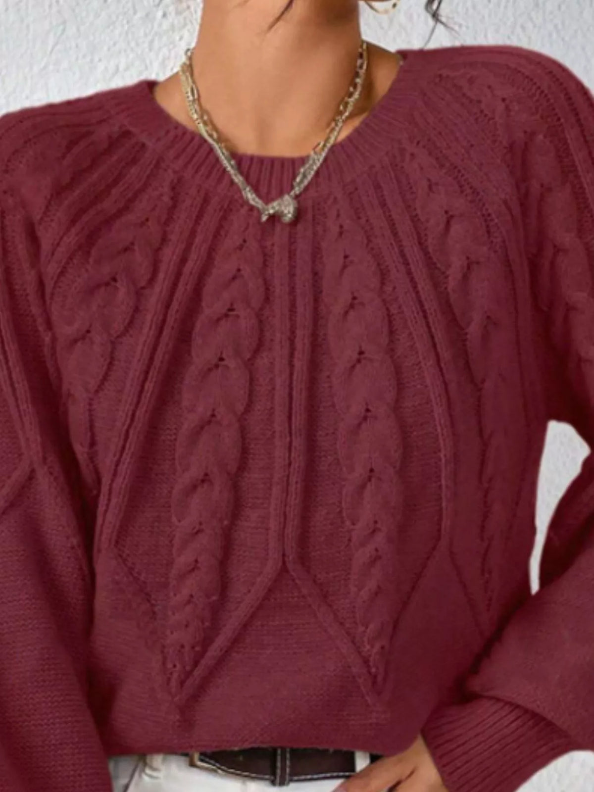 Cable Knit Ribbed Long Sleeve Sweater