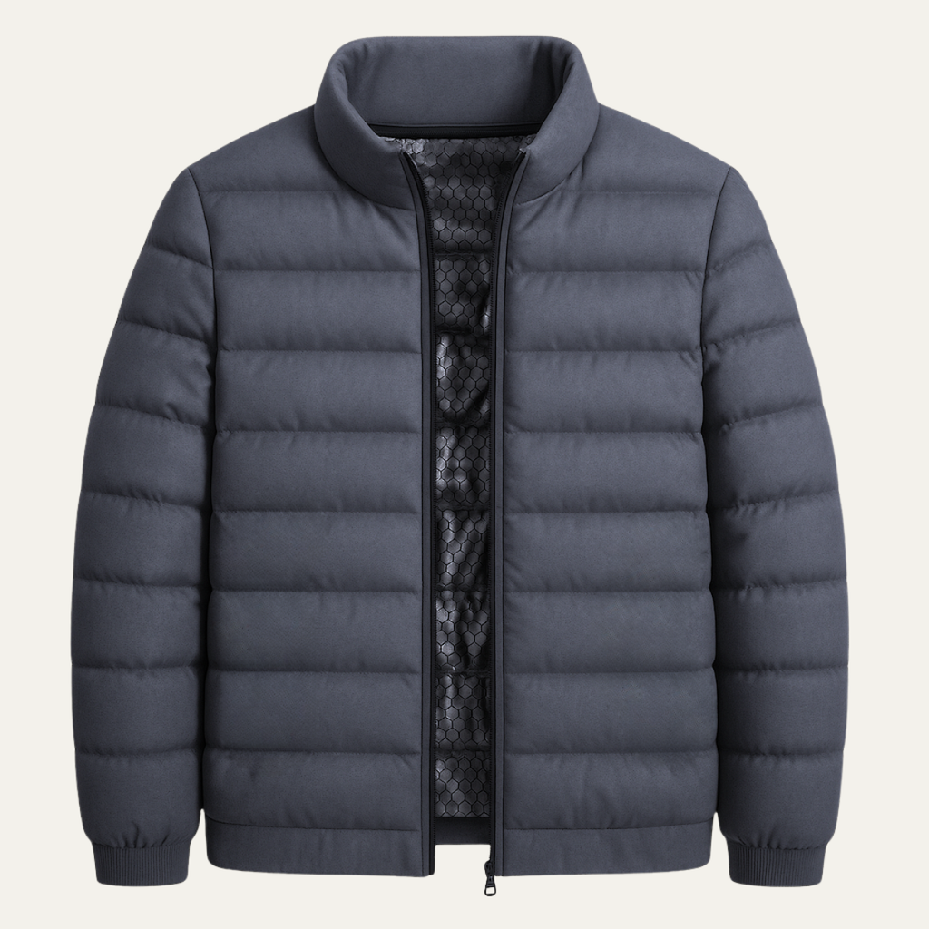 Warm Men's Insulated Ski Jacket with Thermal Lining - Gray