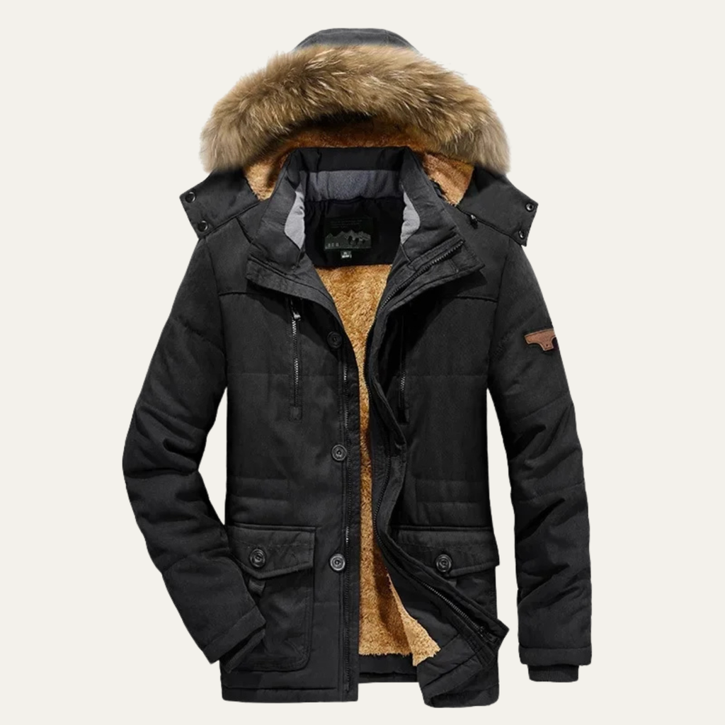 Warm Men's Fur Hooded Parka Coat