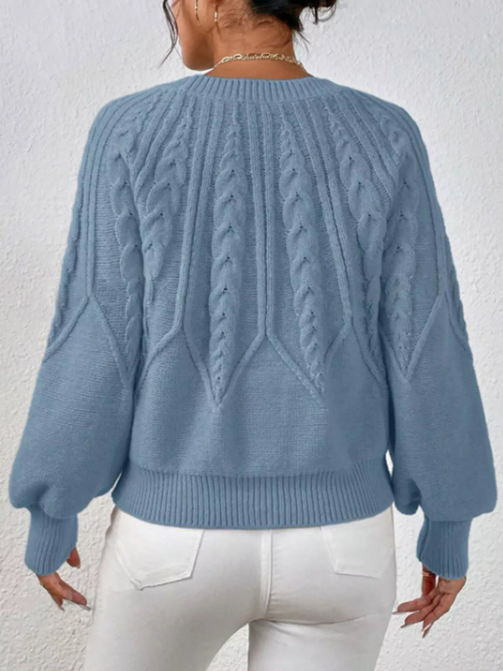 Cable Knit Ribbed Long Sleeve Sweater
