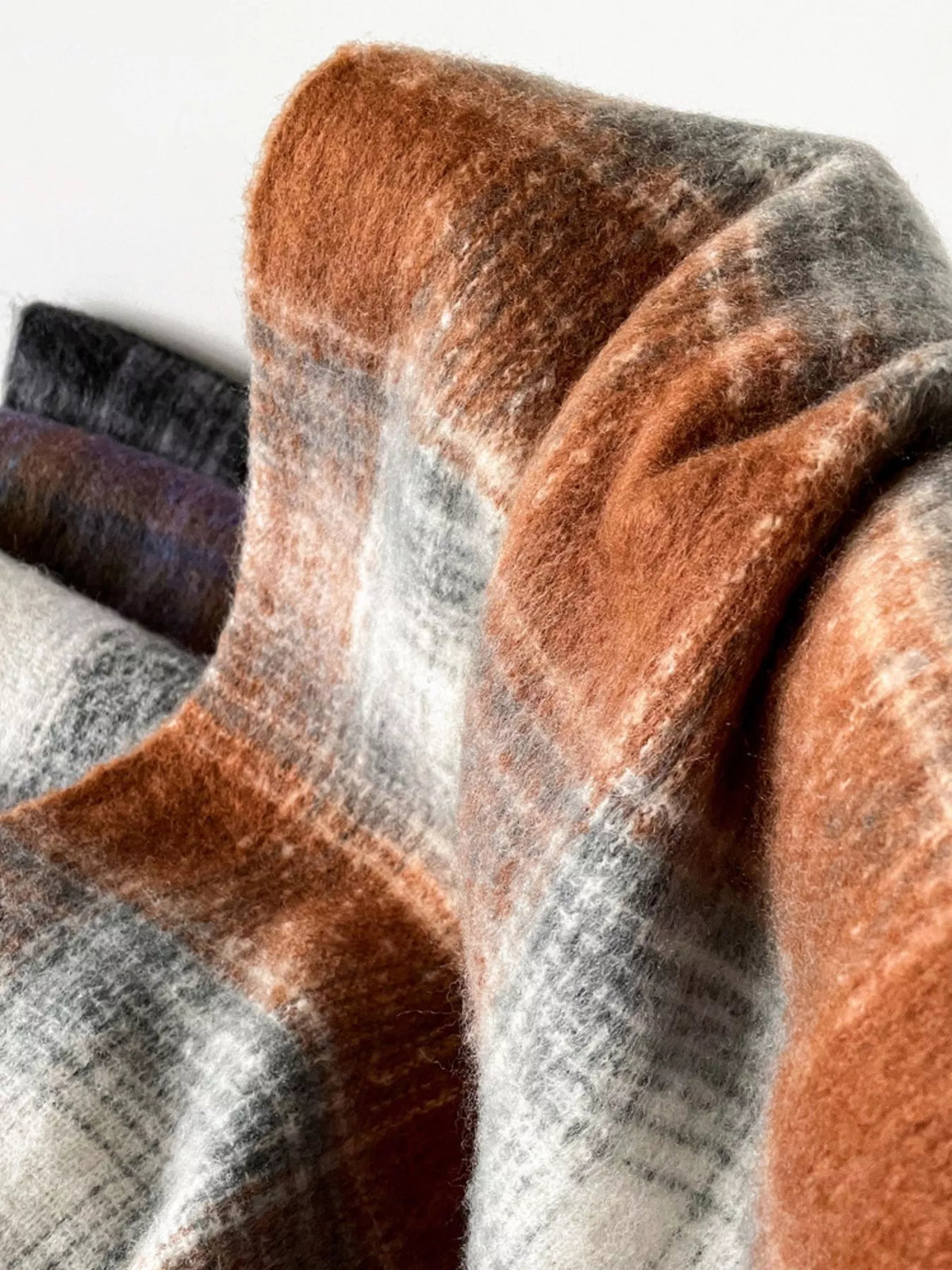 Oversized Sherbet Plaid Fringe Blanket Scarf