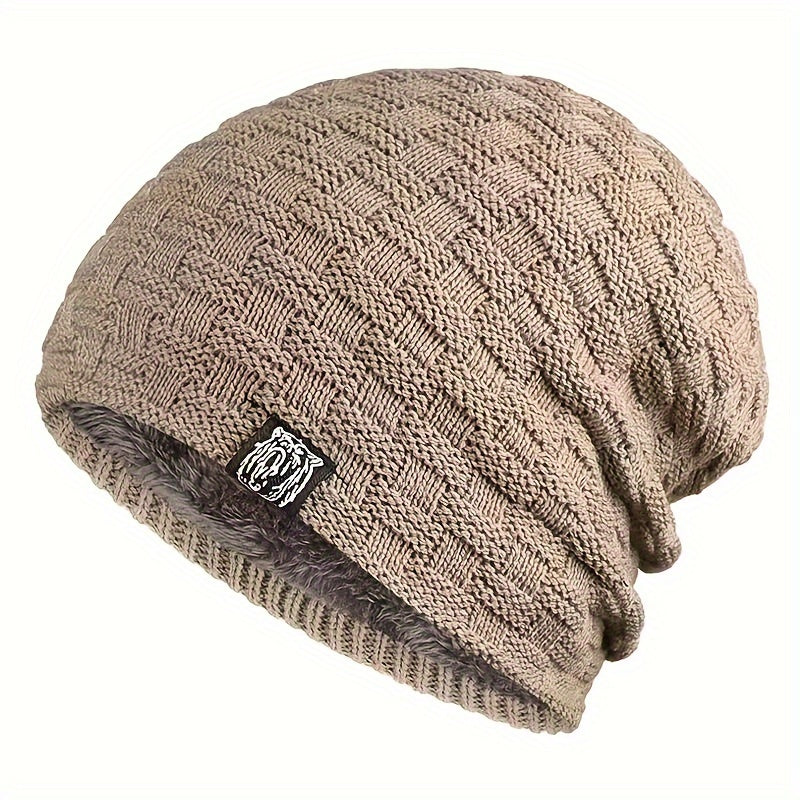 Pandaize: Velvet Winter Slouchy Knitted Hat - Thickened for Ear Protection & Warmth
