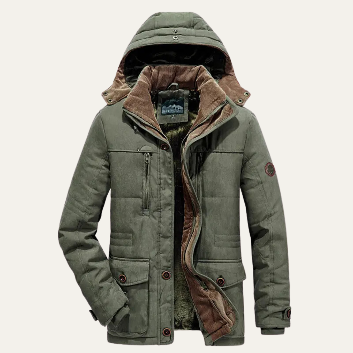 Warm Men's Hooded Fleece Winter Coat