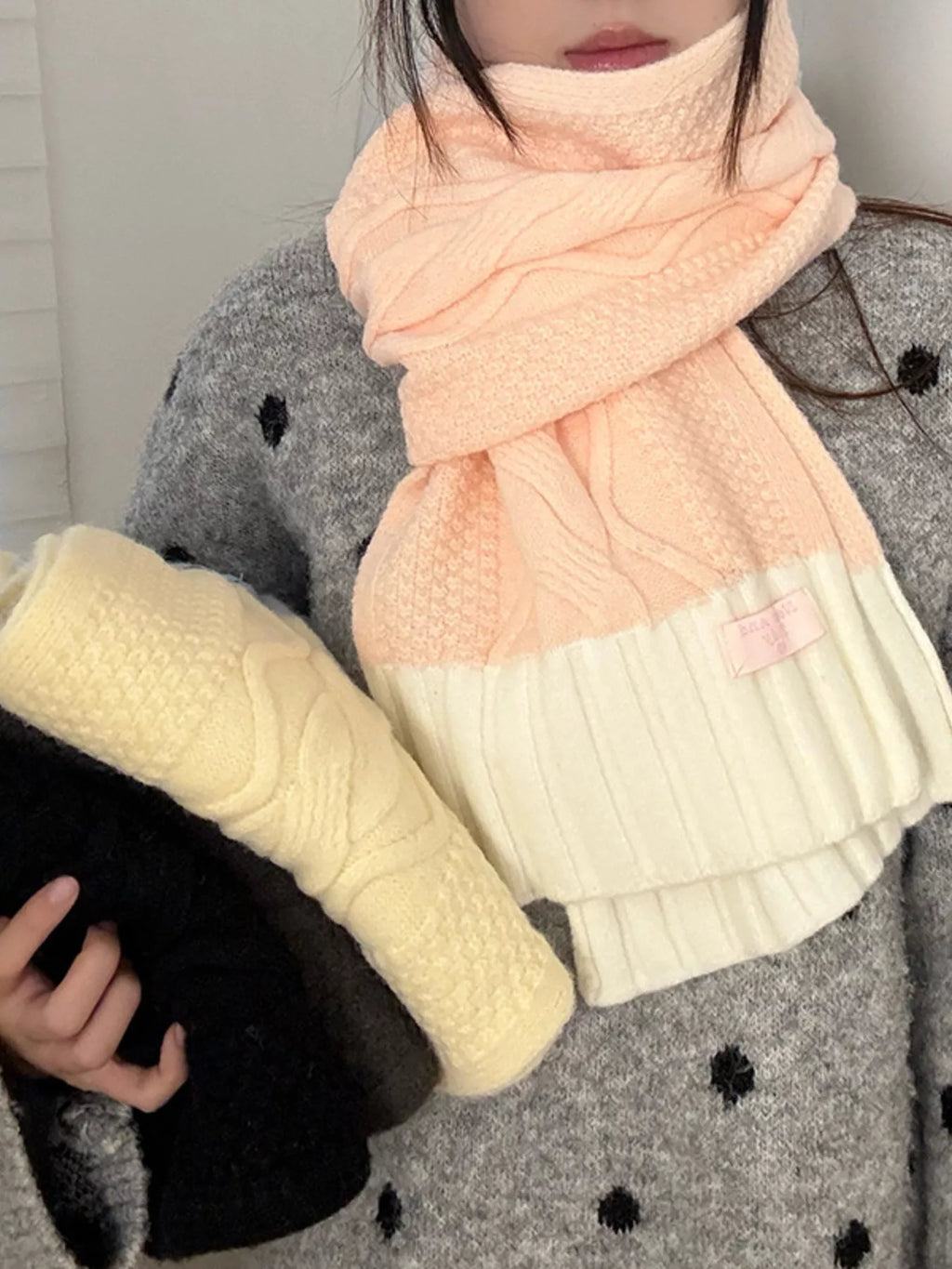 Two Tone Knitted Warm Scarf