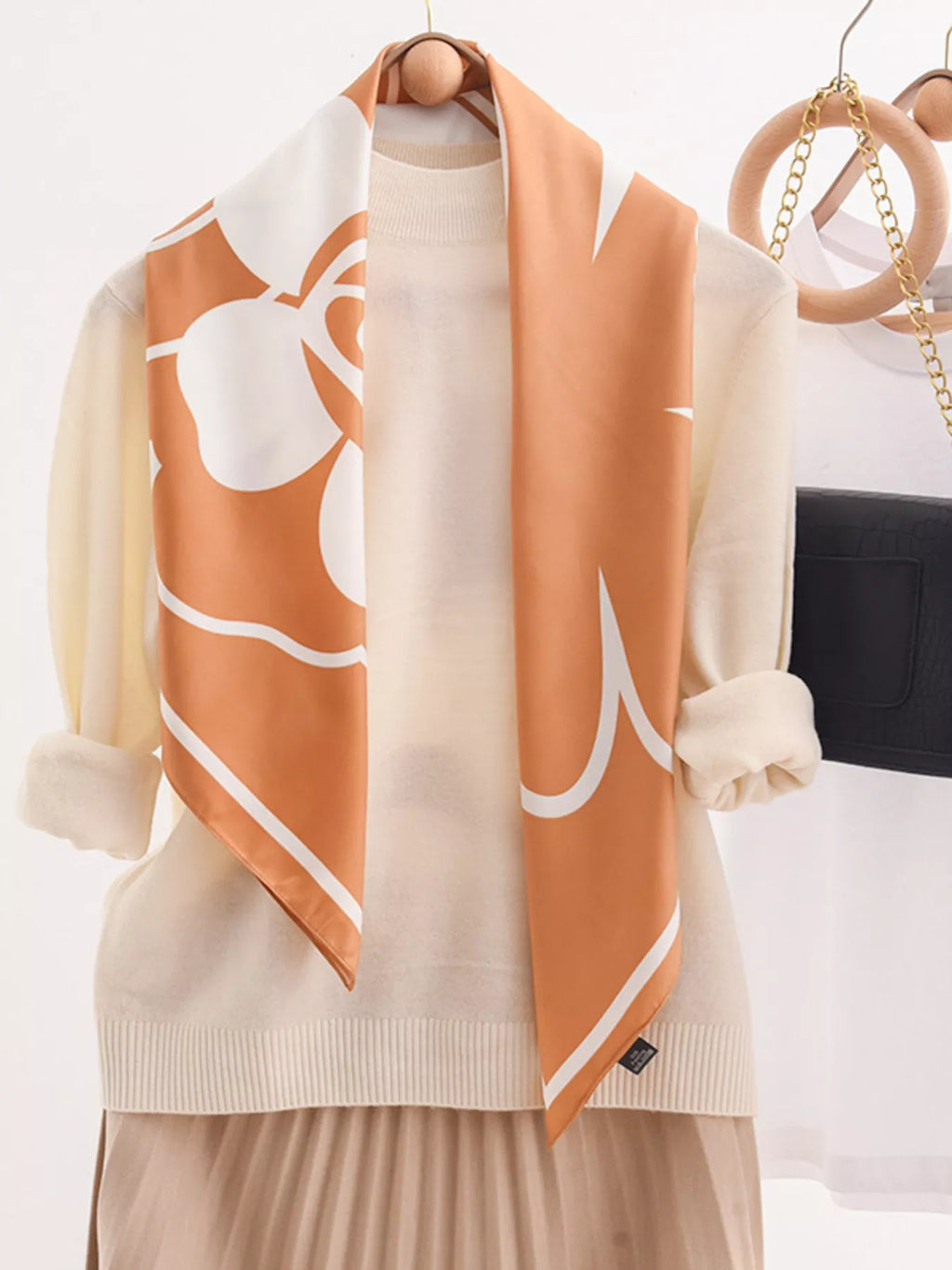Square Floral Silky Scarf
