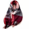 Plaid Fringe Wrap Scarf