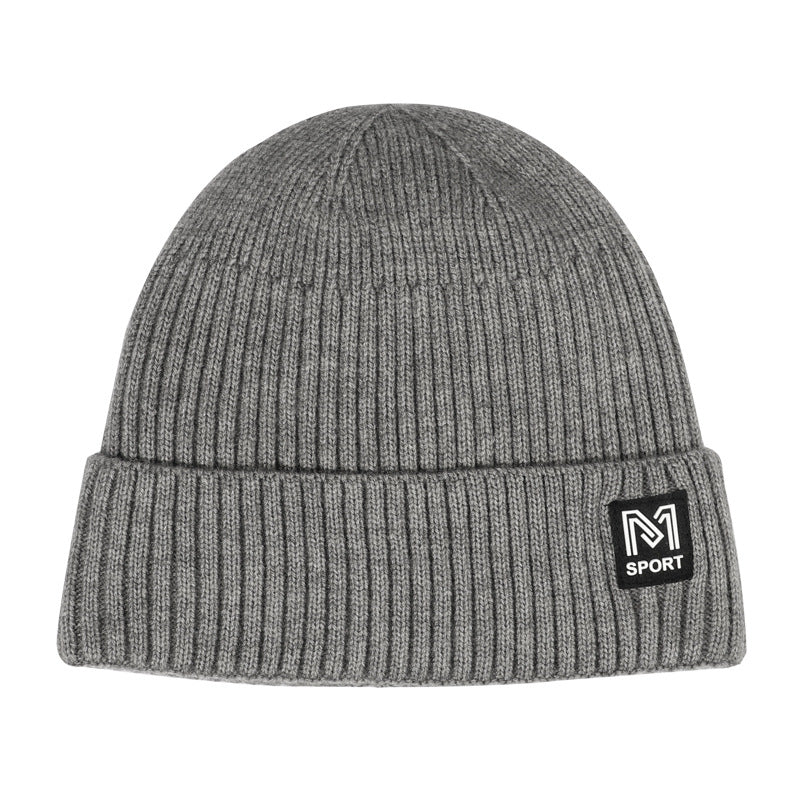 Pandaize Men's M Letter Plus Velvet Knitted Winter Cap – Stylish & Warm!