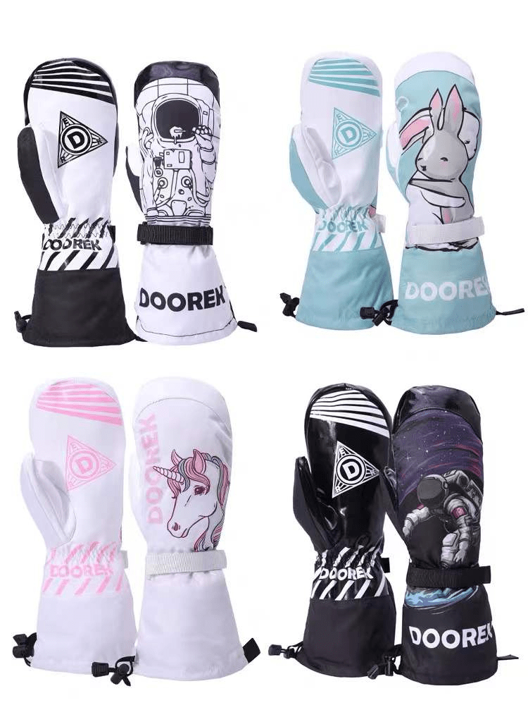 Women's Ski Glove Shaped Long Mittens - DOOREK
