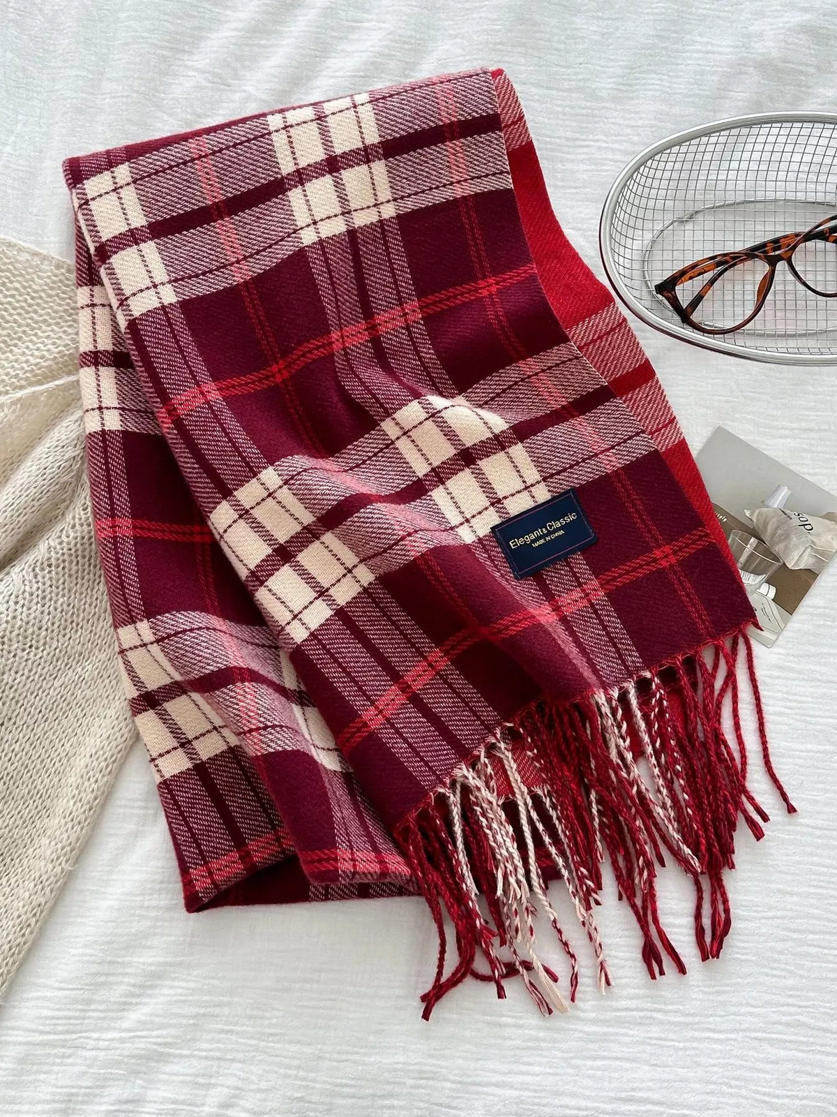 Classic Fringe Plaid Scarf