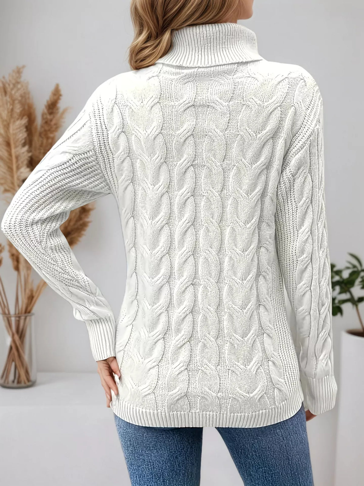 Chunky Cable Knit Turtleneck Sweater